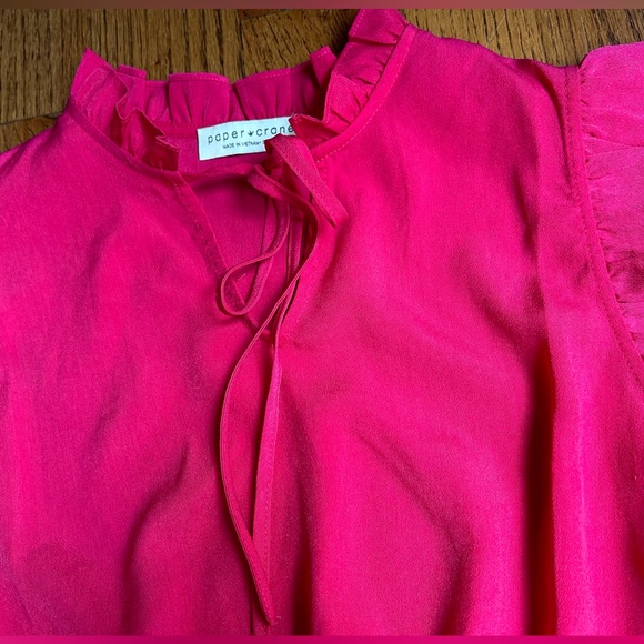 Paper Crane Ruffle Shoulder & Smocked Waist Blouse - Picture 2 of 7